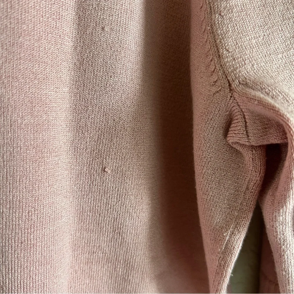 Nouveaux Silk Blend Turtleneck Short Sleeve Ribbed Pink Size L